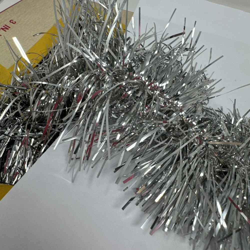 Vintage 1960 SILVER Sparkle Christmas Tree Garland Tinsel Decor 18 Lidco Box NEW